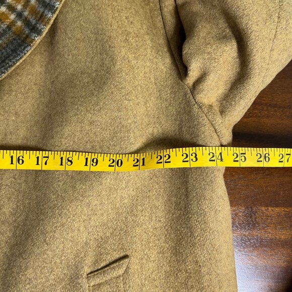 Rare Zero King Boiled Wool Mens Heavy Overcoat USA Camel Tan Wood Button Size 44 - Picture 5 of 16